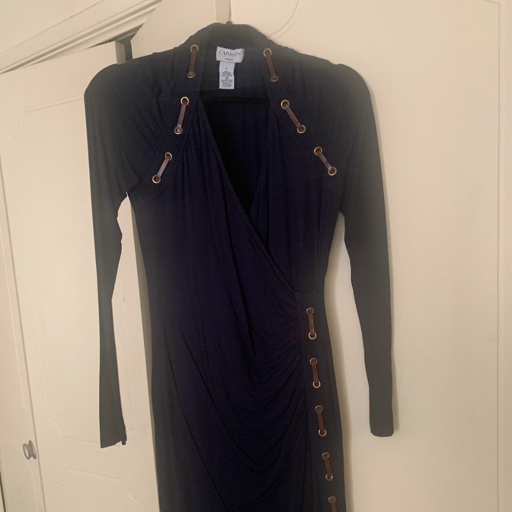 Carmen Marc Valvo Navy Blue Dress